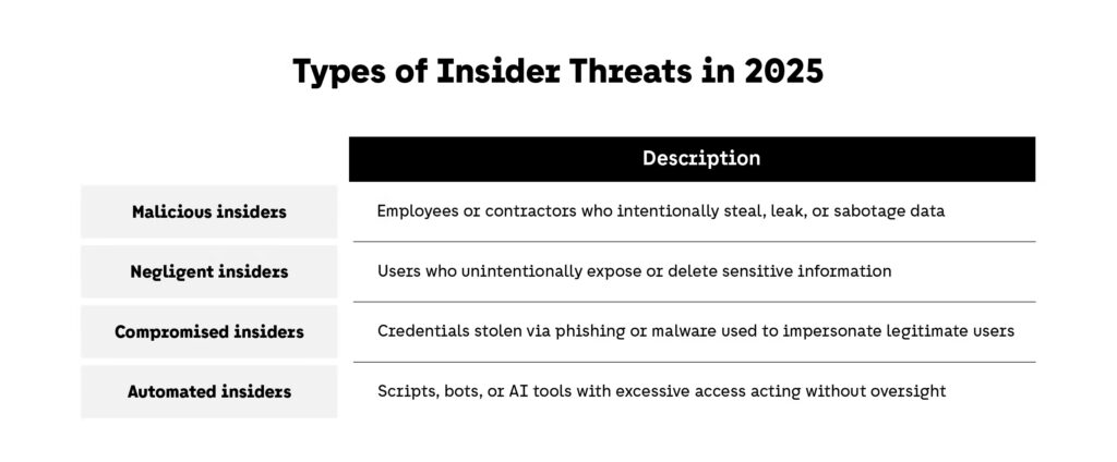 cybersecurity types of insider threats in 2025